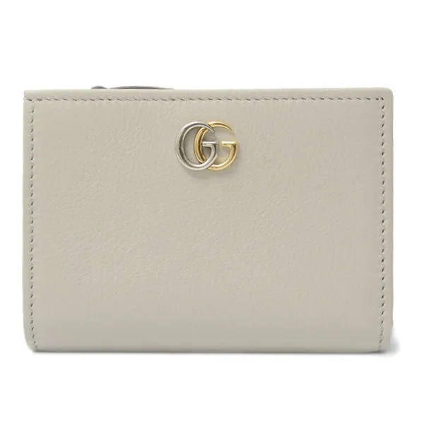 Gucci Leather Double G Compact Wallet Light Gray