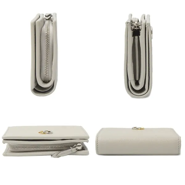 Gucci Leather Double G Compact Wallet Light Gray