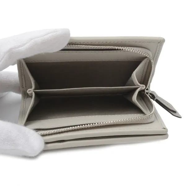 Gucci Leather Double G Compact Wallet Light Gray