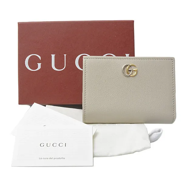 Gucci Leather Double G Compact Wallet Light Gray