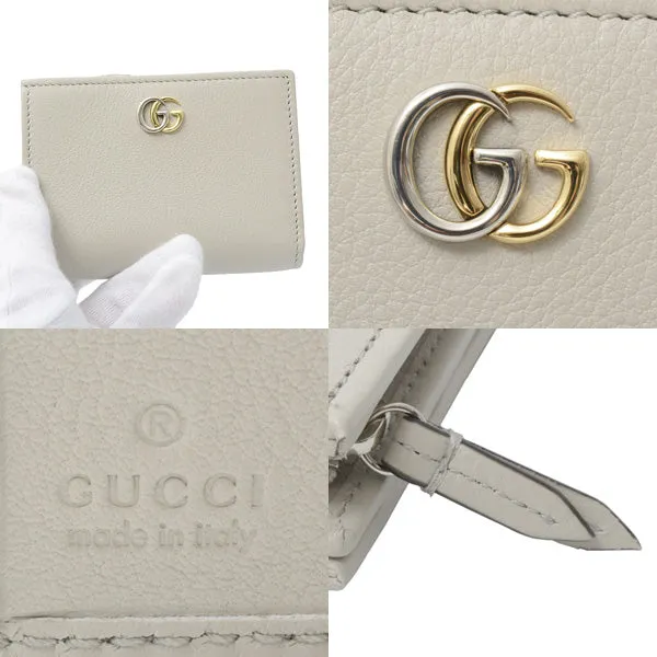Gucci Leather Double G Compact Wallet Light Gray