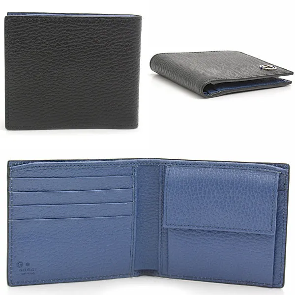 Gucci Men's Interlocking G Bifold Wallet Black Blue 610466