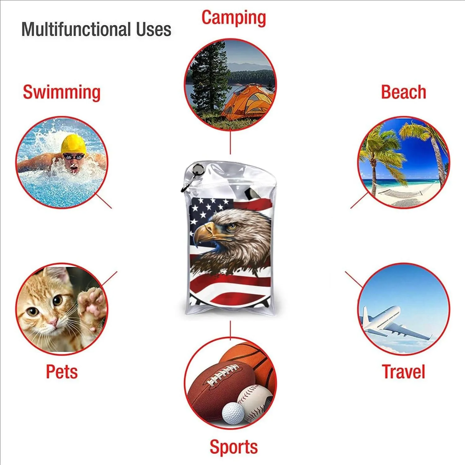 Gulf of America Bath Towels 16x31.5in Microfiber Lightweight Beach Towel Travel Swim Pool Yoga Gym Camping Outdoor Adventures Quick Dry Towel White