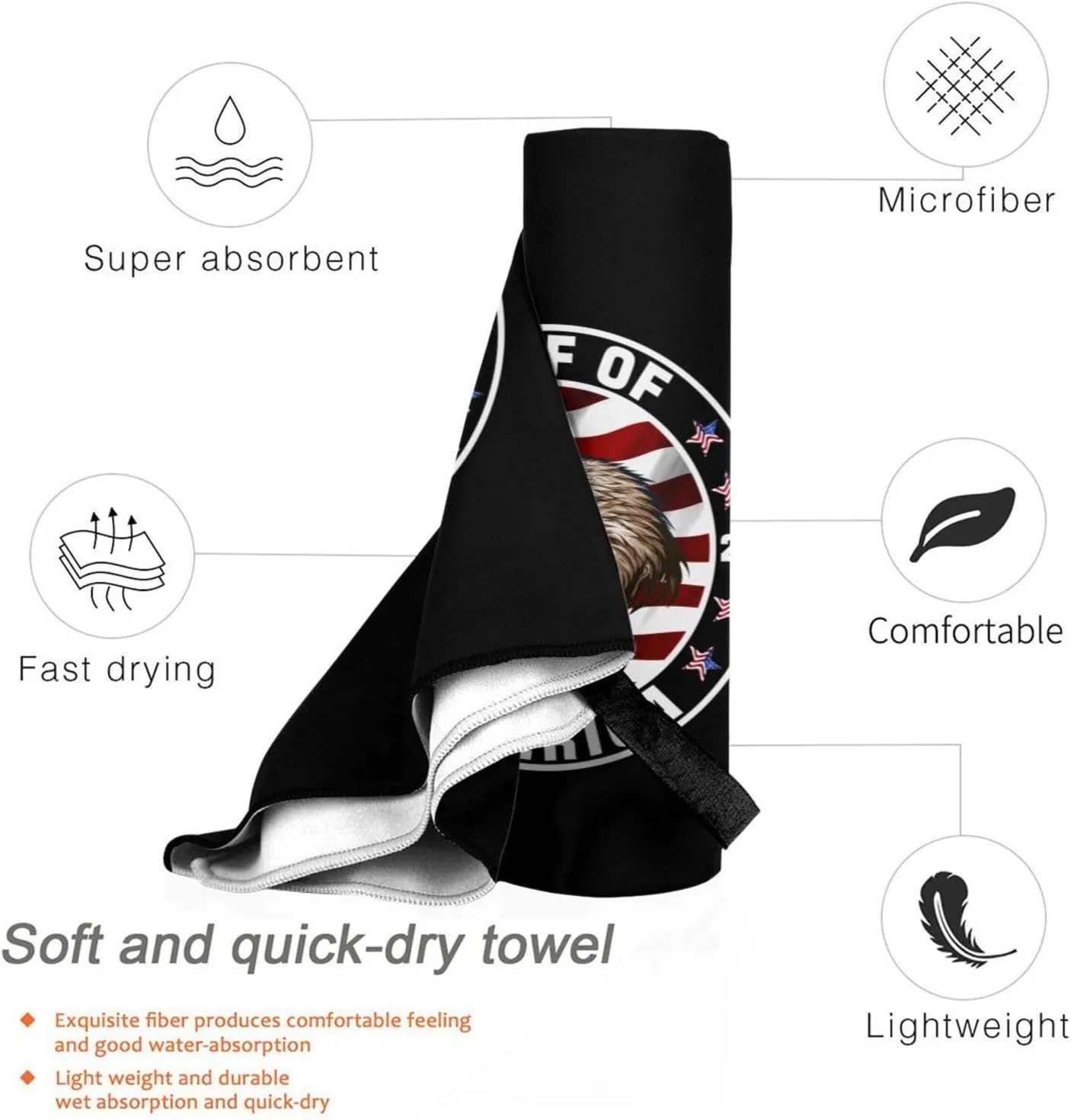 Gulf of America Bath Towels 16x31.5in Microfiber Lightweight Beach Towel Travel Swim Pool Yoga Gym Camping Outdoor Adventures Quick Dry Towel White