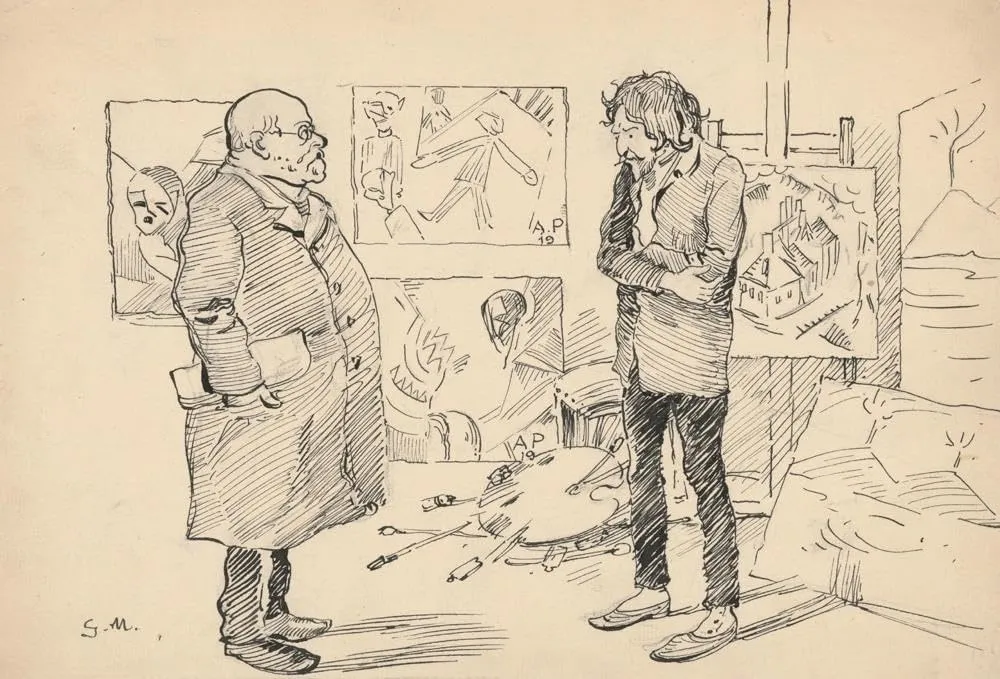 Gustáv Mallý 18x14 Gallery Wrapped Canvas Museum Art Print Titled: Two Art Critics (1935)