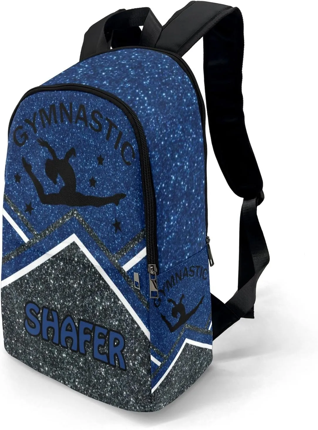 Gymnastic Athlete Blue Glitter Personalized Backpack for Teen Custom Travel Backpack for Boys Girs Bookbag Casual Bag Name Gift, Design 10, EU5566SS