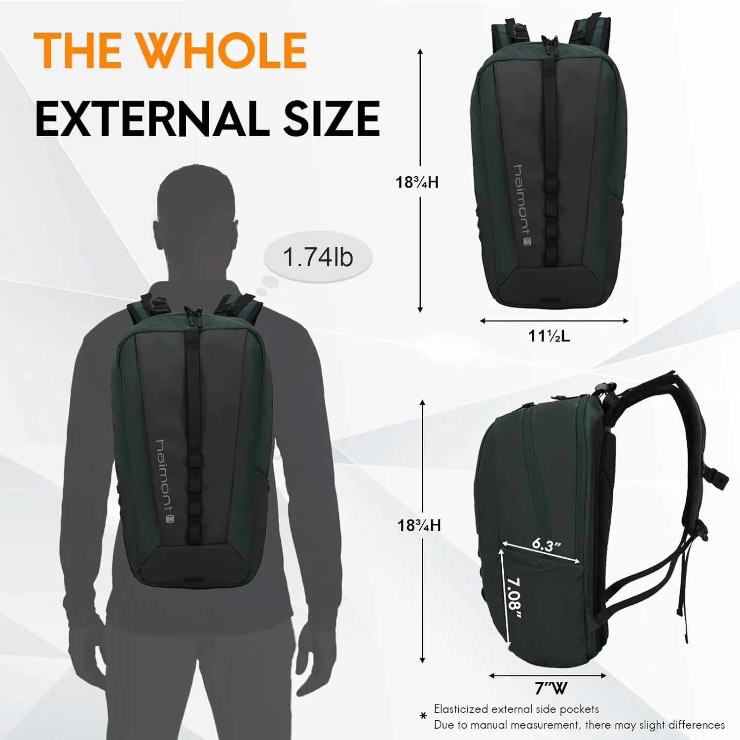 Haimont Small Travel Backpack Hiking Outdoor Everyday Daypack with 3 Compartments Men Women Water Resistant Bag, Casual