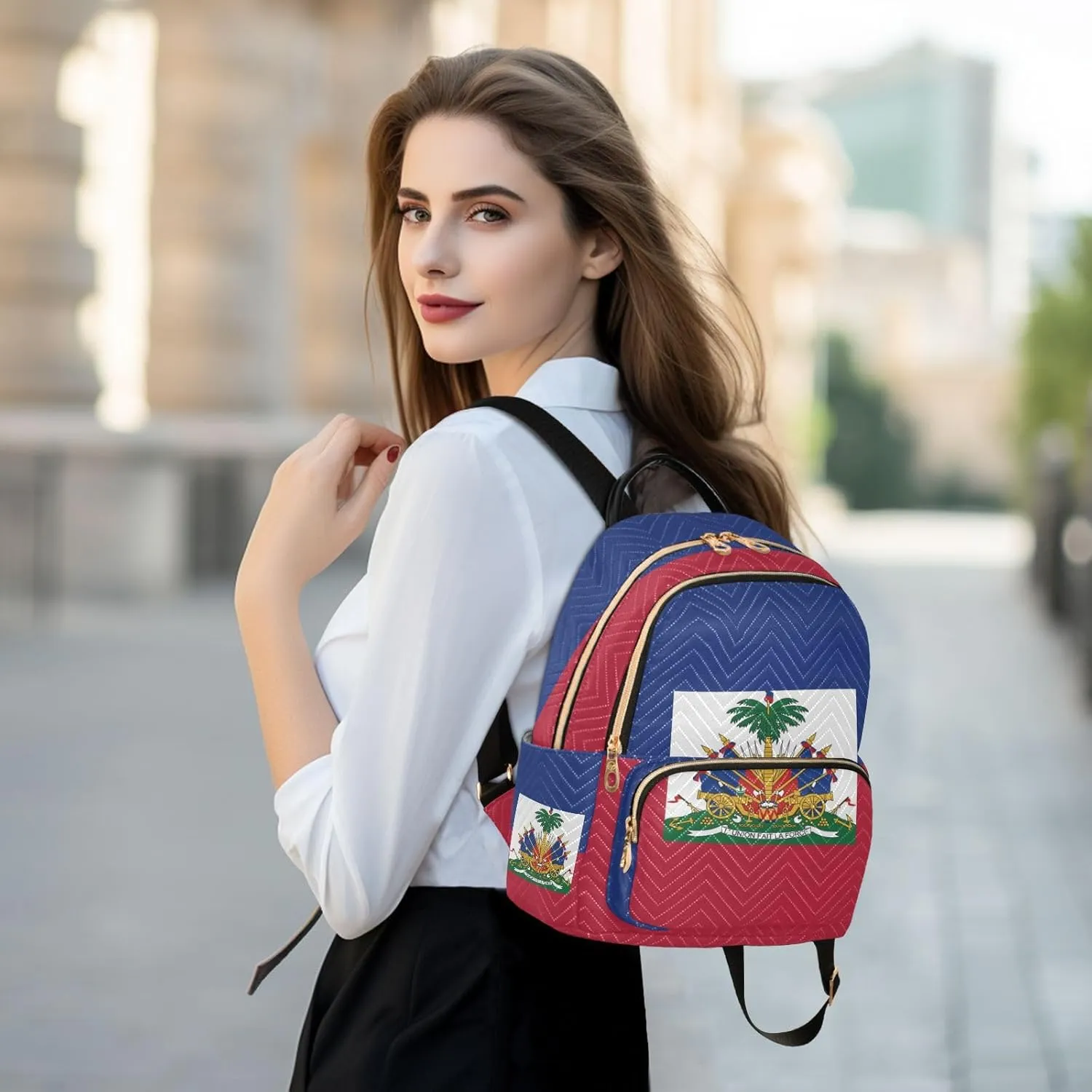 Haiti Flag Mini Backpack for Women, Travel Backpack Purse Daypack Shoulder Bag for Ladies