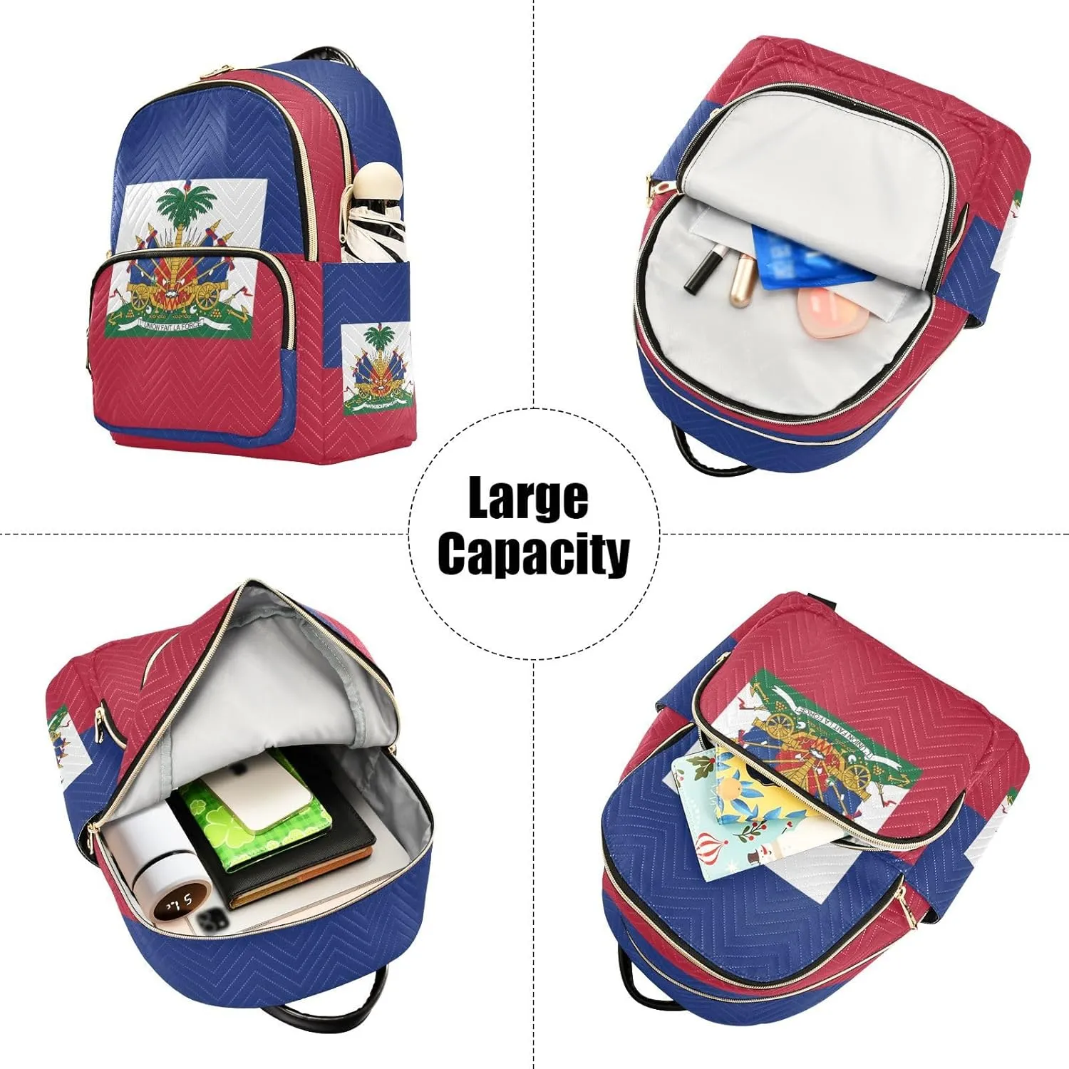 Haiti Flag Mini Backpack for Women, Travel Backpack Purse Daypack Shoulder Bag for Ladies