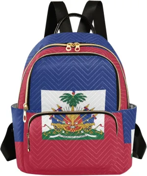 Haiti Flag Mini Backpack for Women, Travel Backpack Purse Daypack Shoulder Bag for Ladies