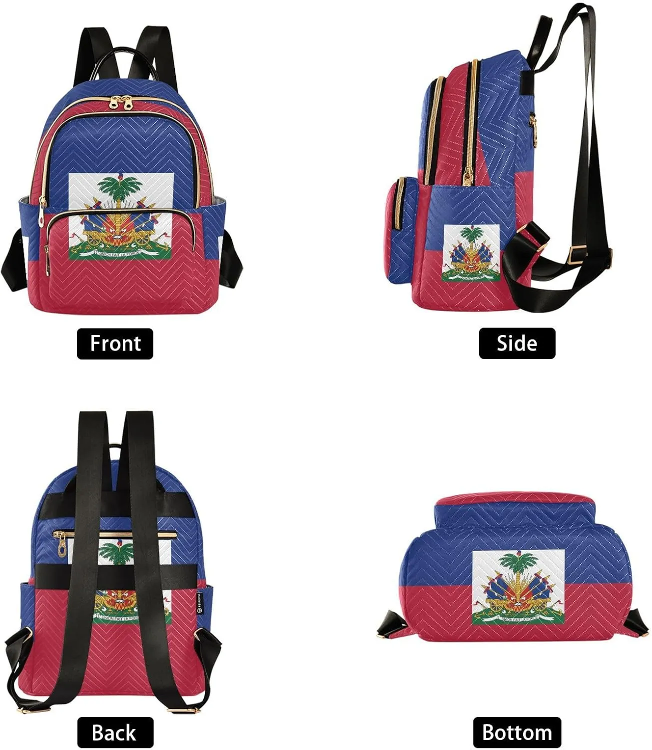Haiti Flag Mini Backpack for Women, Travel Backpack Purse Daypack Shoulder Bag for Ladies
