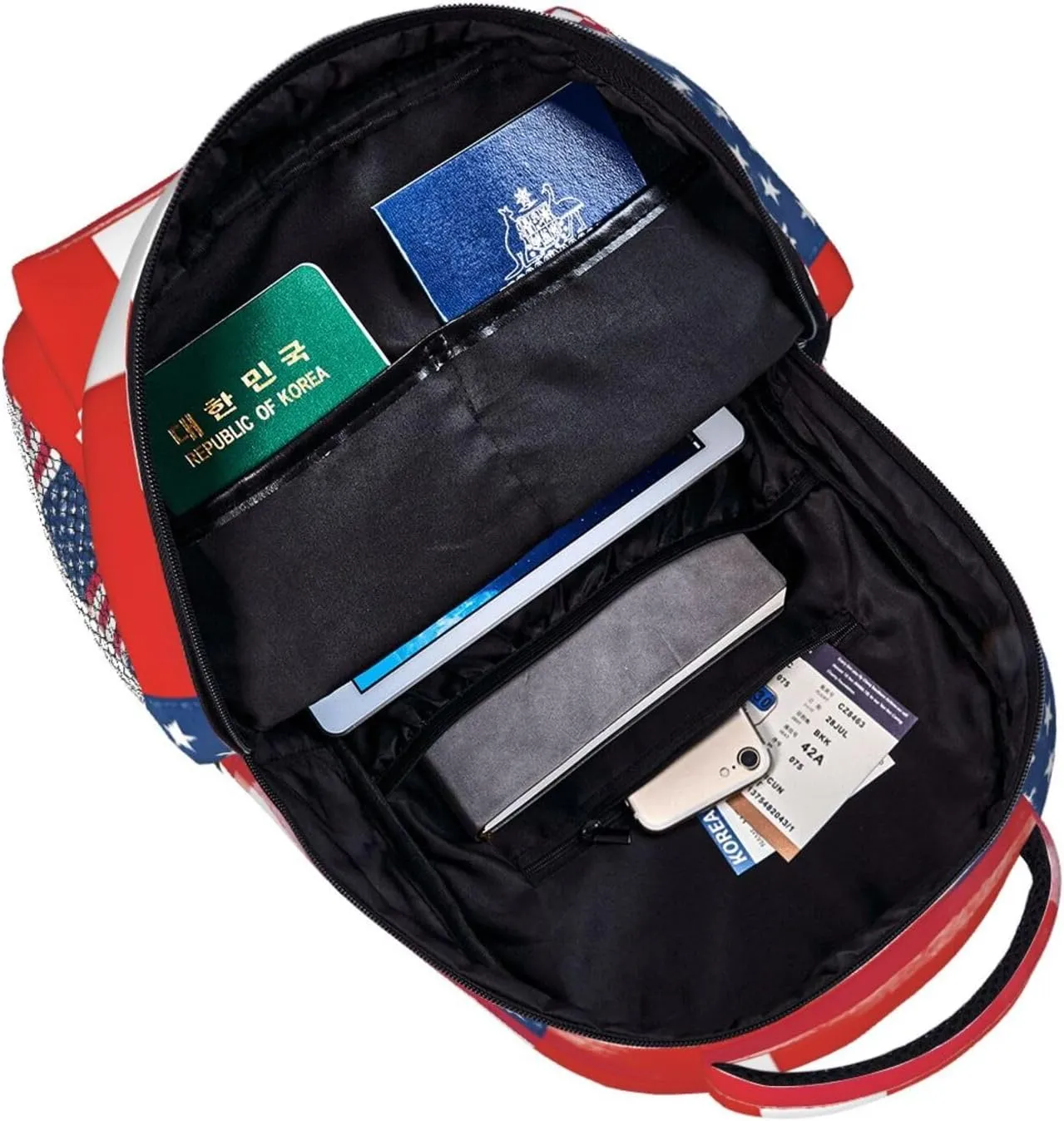 Half Switzerland Swiss Half American Flag Backpack Casual Pack Bag Laptop Backpack With Side Pocket Front Zipper Pocket Bookpack Travel Daypack Picnic Rucksack