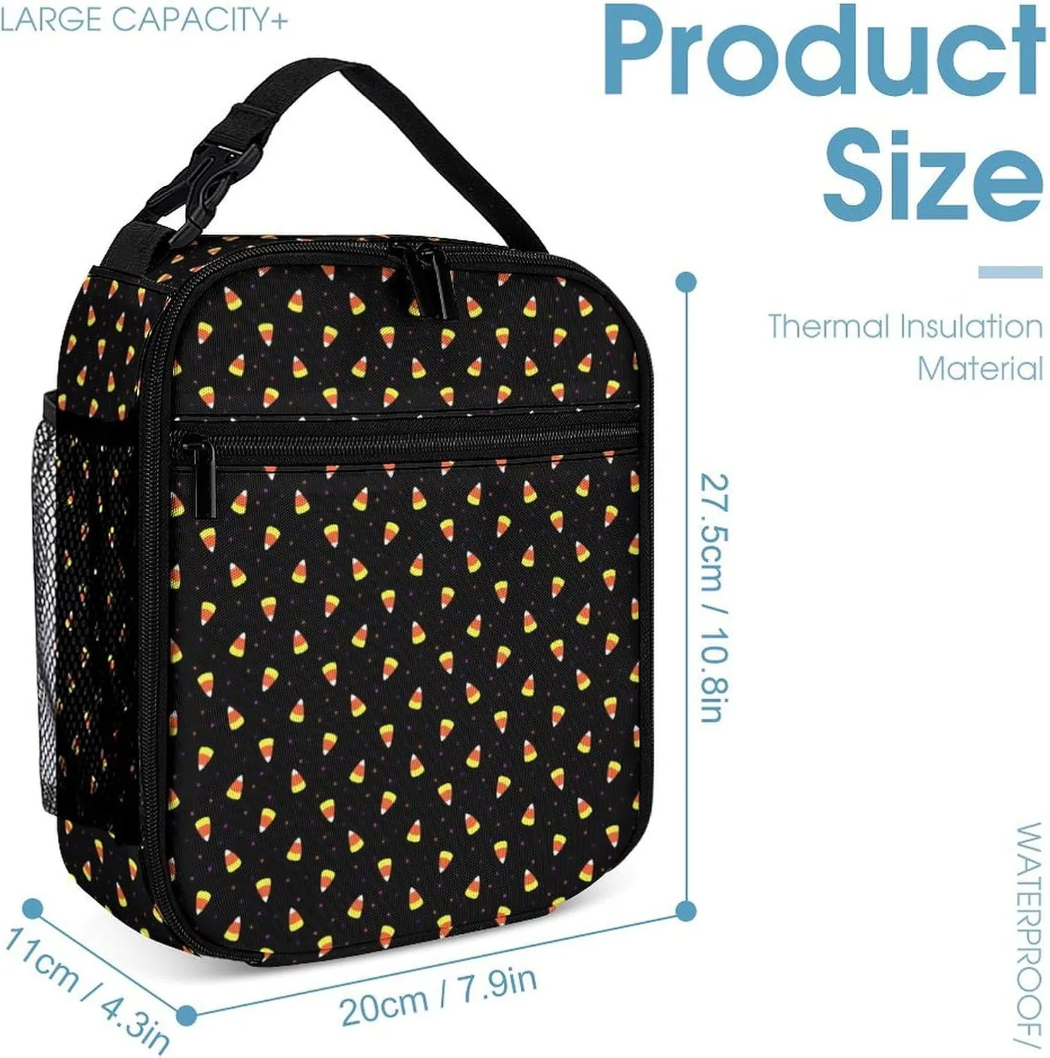 Halloween Candy Corn Backpack Portable Meal Bag, Stationery Bag Set, Sturdy And Durable