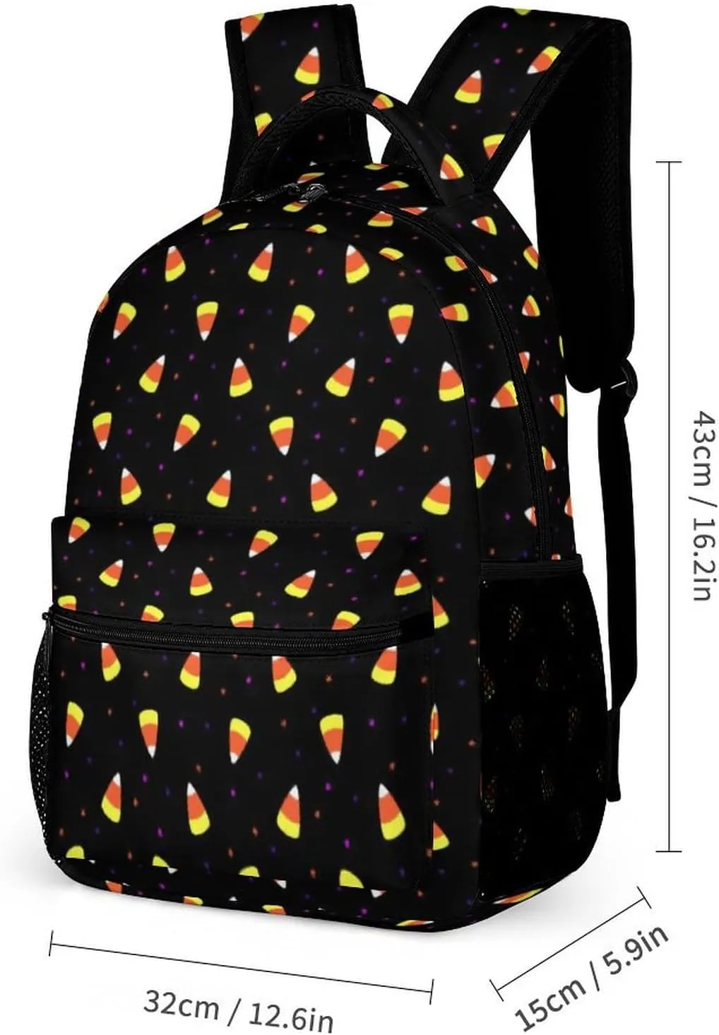Halloween Candy Corn Backpack Portable Meal Bag, Stationery Bag Set, Sturdy And Durable