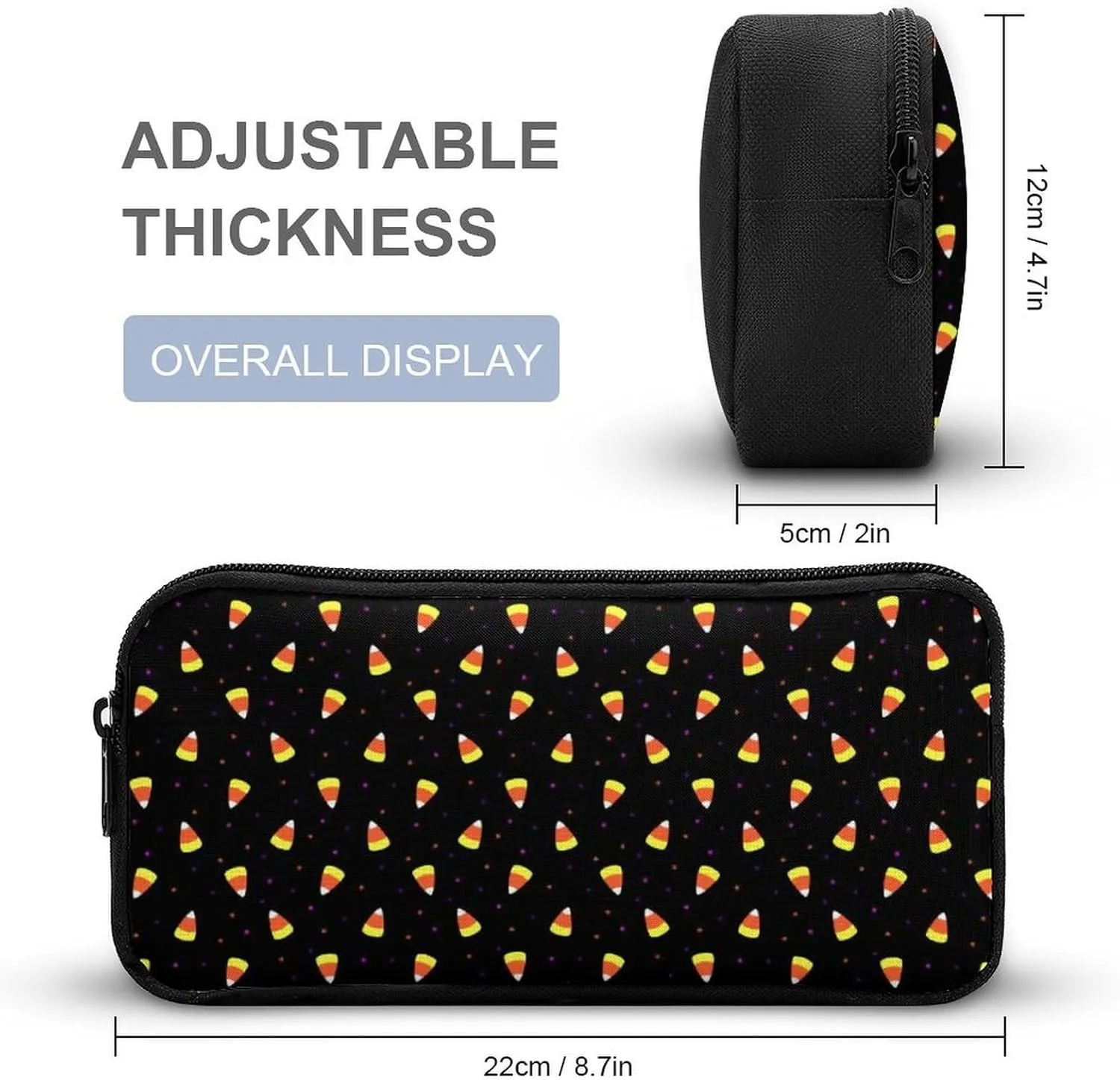 Halloween Candy Corn Backpack Portable Meal Bag, Stationery Bag Set, Sturdy And Durable