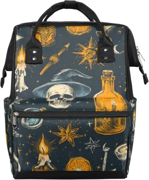 Halloween Skull Waterproof Diaper Bag Backpack Large Capacity Baby Bag with Stroller Straps, Multi-Pocket Diaper Bag Unisex Baby Travel Essentials Shower Gift