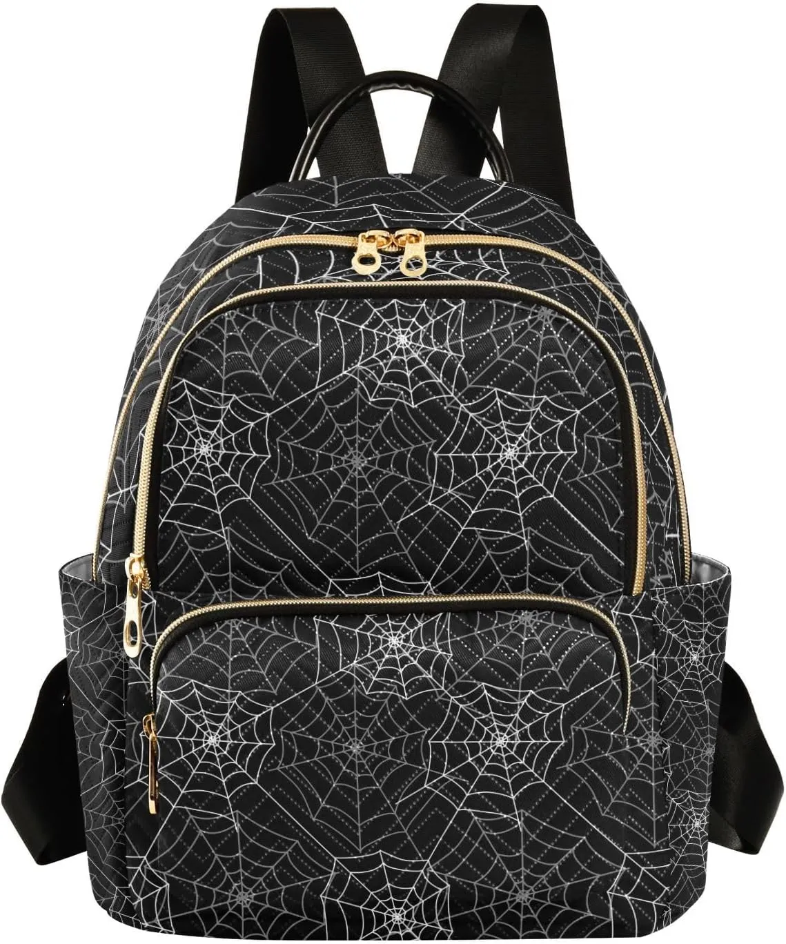 Halloween Women Backpack Spider Web Anti-Theft Travel Backpack with Luggage Belt Durable Lightweight Handbag Lady Purse Roomy Double Zipper Weekend Bag for Trip Holiday Gift