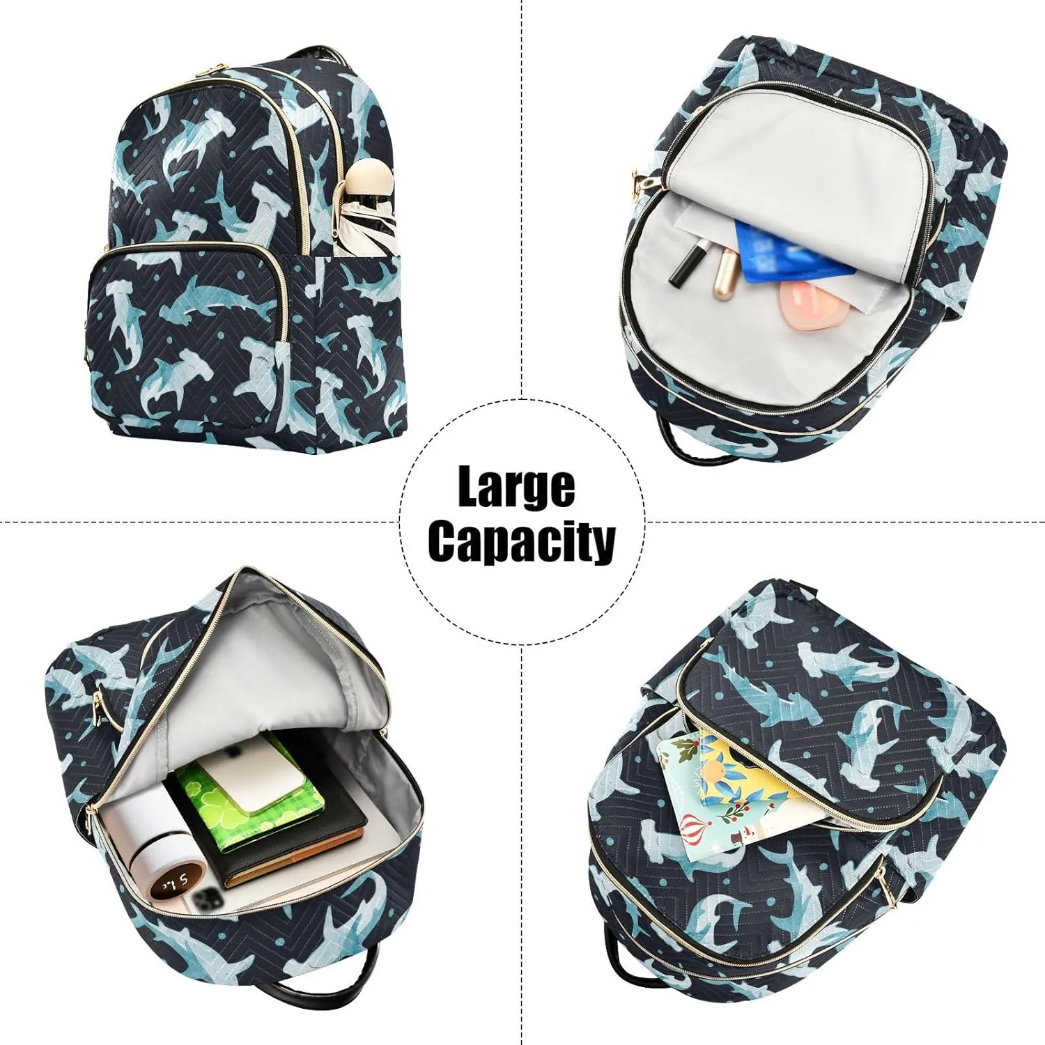 Hammerhead Shark Mini Backpack for Women, Travel Backpack Purse Daypack Shoulder Bag for Ladies
