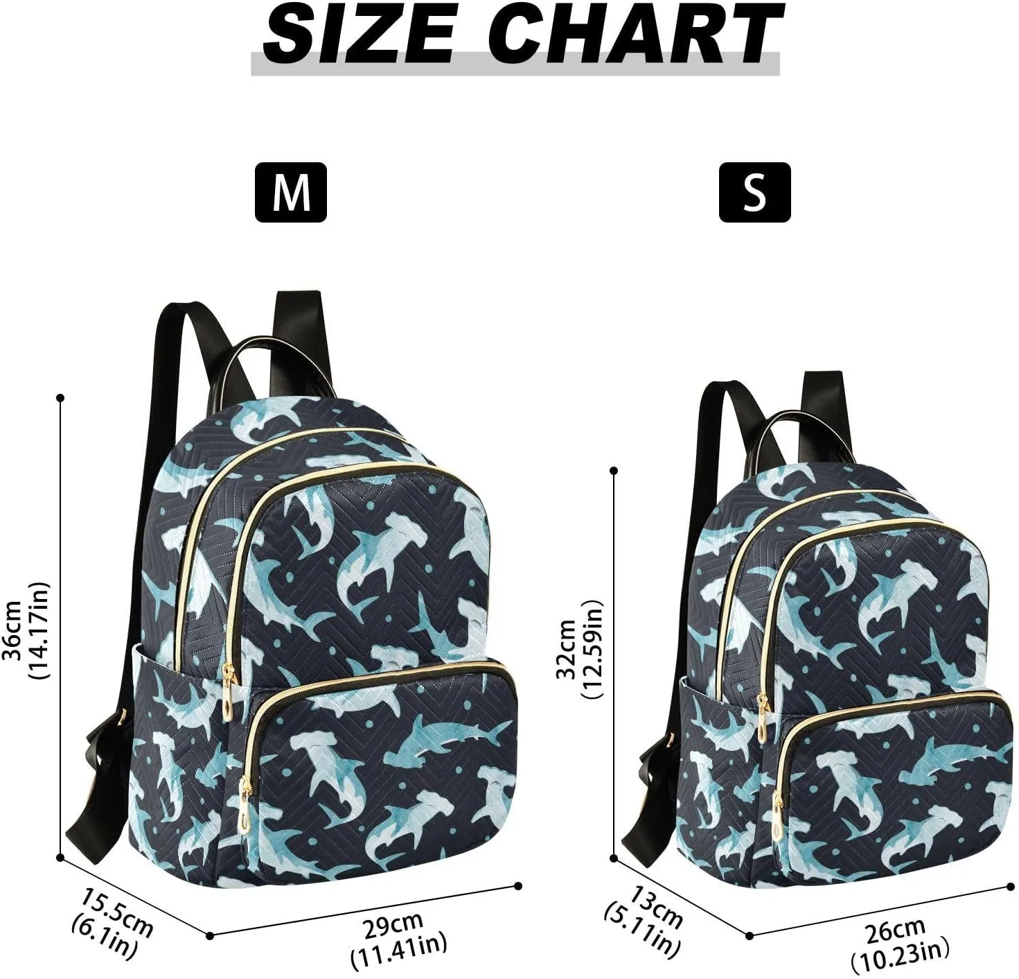 Hammerhead Shark Mini Backpack for Women, Travel Backpack Purse Daypack Shoulder Bag for Ladies