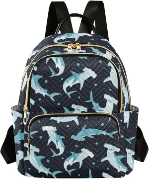 Hammerhead Shark Mini Backpack for Women, Travel Backpack Purse Daypack Shoulder Bag for Ladies