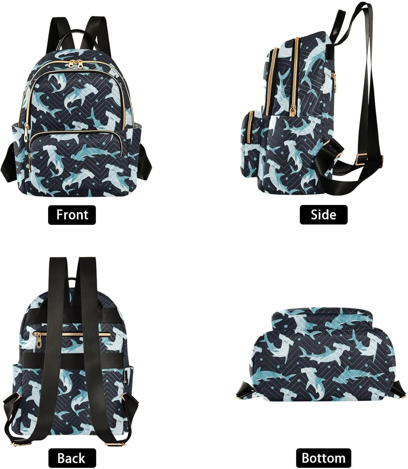 Hammerhead Shark Mini Backpack for Women, Travel Backpack Purse Daypack Shoulder Bag for Ladies