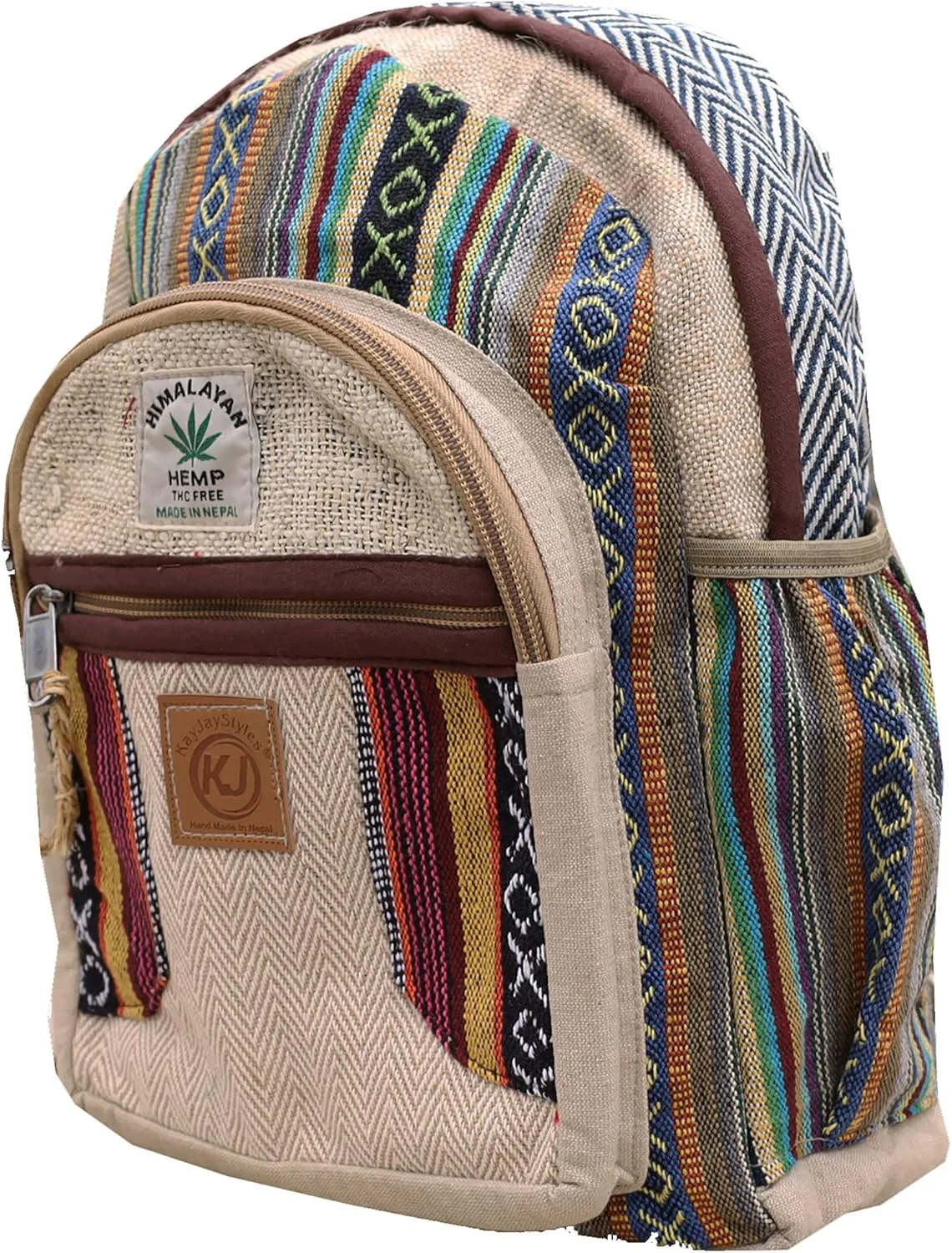 Handmade Natural Hemp Nepal Backpack Purse for Women Small Lightweight Daypack (DAYPACK3)