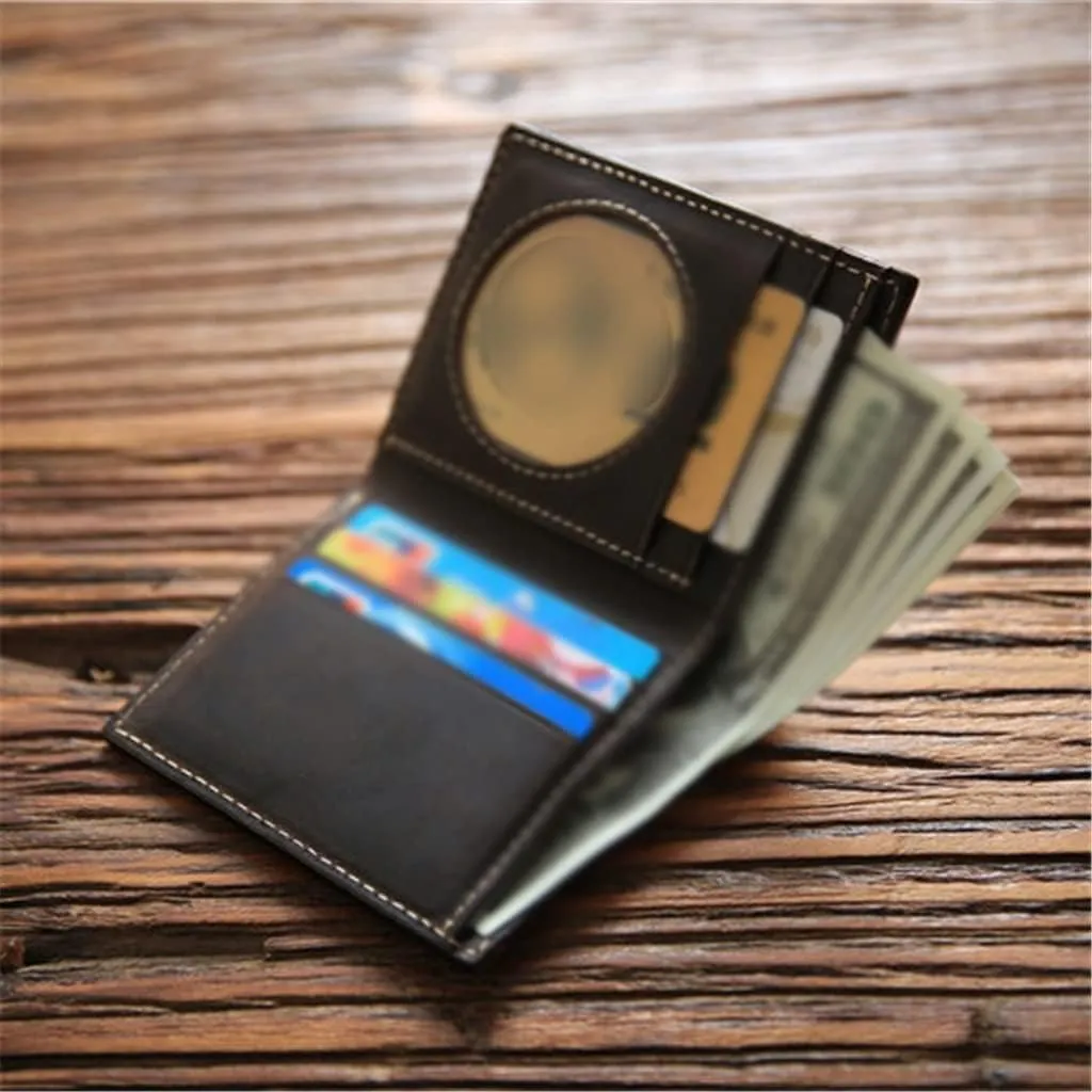 Handmade Vintage Wallet Men's Short Cowhide Money Clip Genuine Men's Leather Wallet