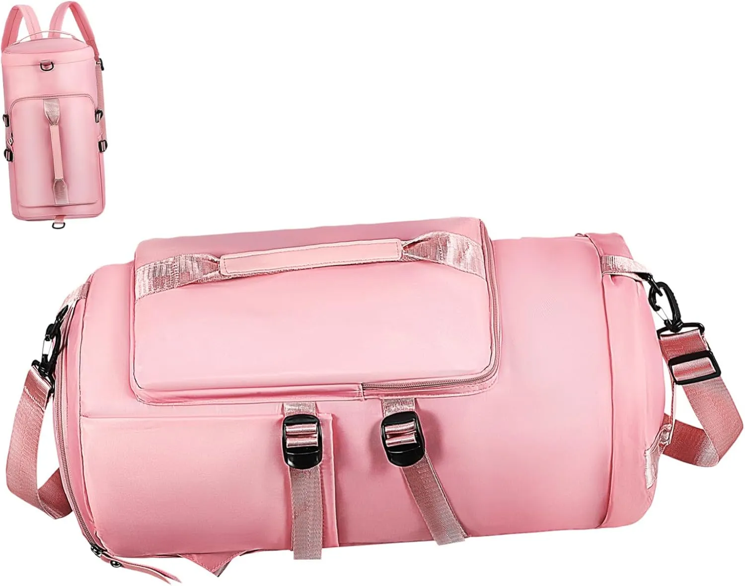 Happyyami Men's Workout Backpack Large Capacity Gym Bag Buckle Fastening Travel Sports Backpack Pink