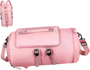 Happyyami Men's Workout Backpack Large Capacity Gym Bag Buckle Fastening Travel Sports Backpack Pink