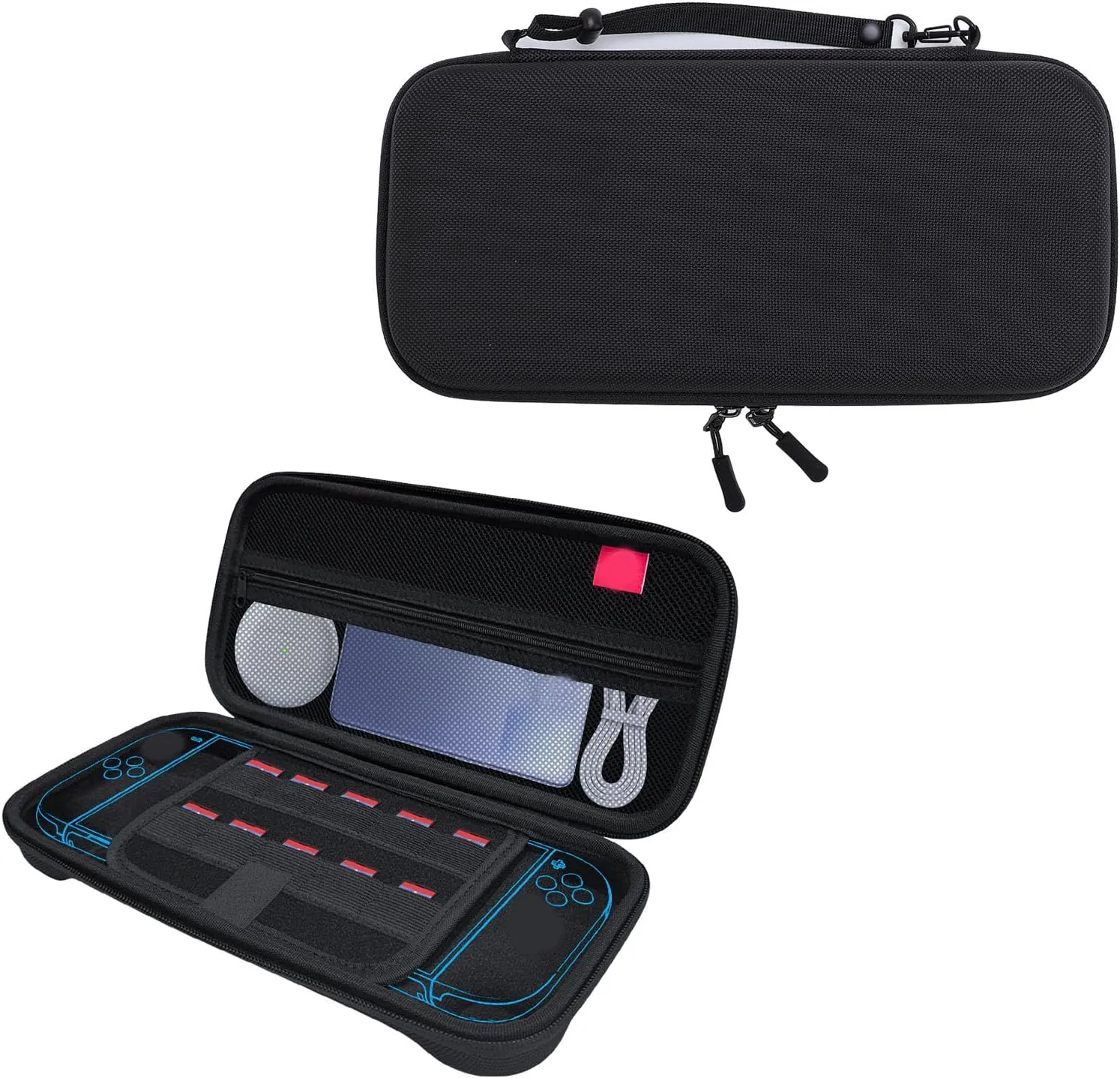Hard Shell Portable Travel Storage Bag for Switch 2 EVA Hard Shell 2025 Version with 10 Game Card Pockets (Black)
