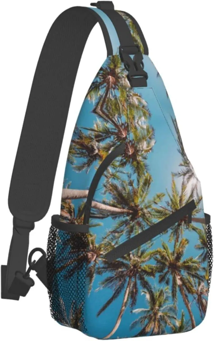 Hawaii Tropical Palm Tree Sling Bag Women Men Backpack Crossbody Bag Travel Hiking Casual Daypack