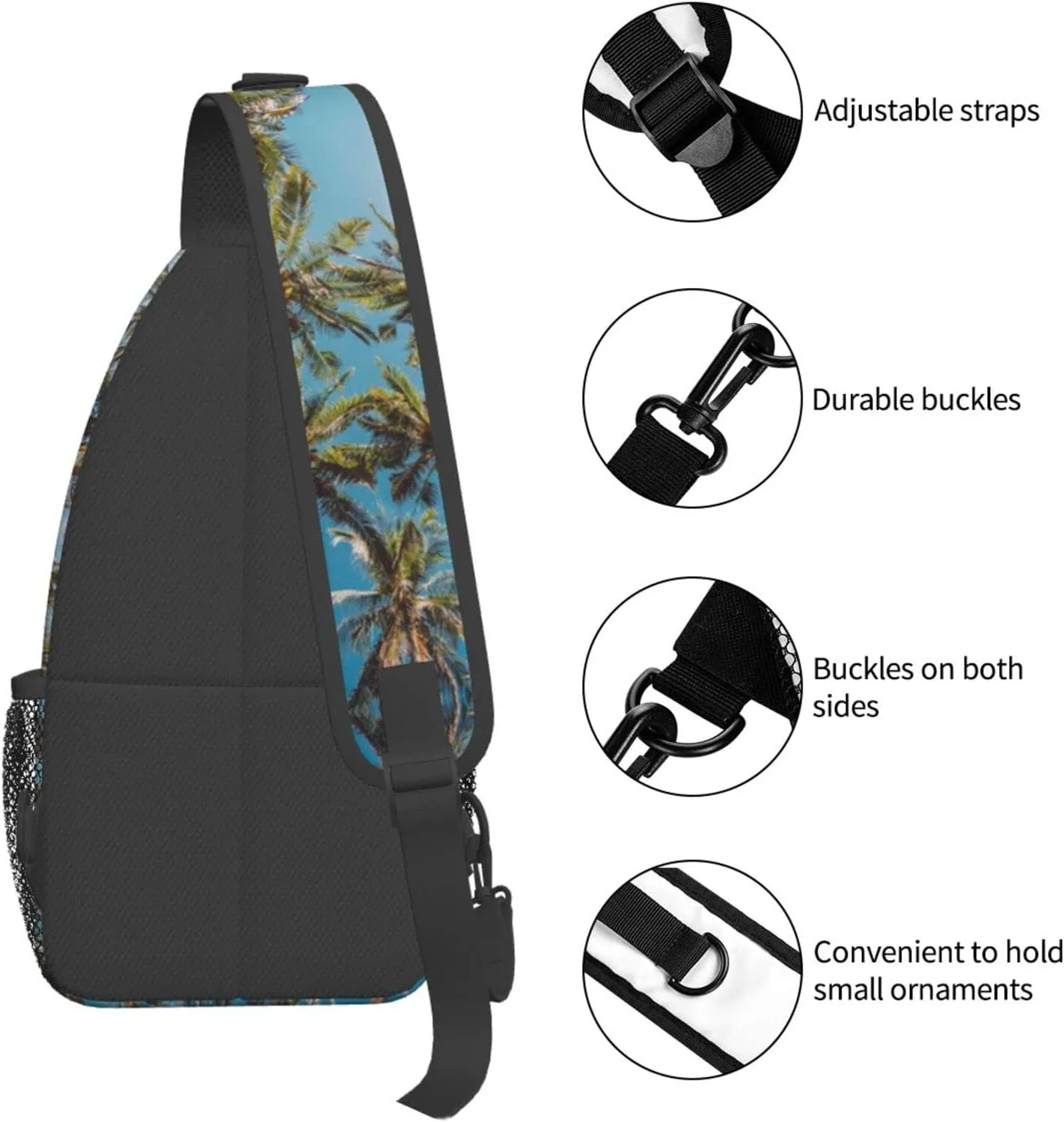 Hawaii Tropical Palm Tree Sling Bag Women Men Backpack Crossbody Bag Travel Hiking Casual Daypack