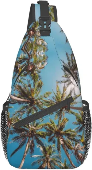 Hawaii Tropical Palm Tree Sling Bag Women Men Backpack Crossbody Bag Travel Hiking Casual Daypack