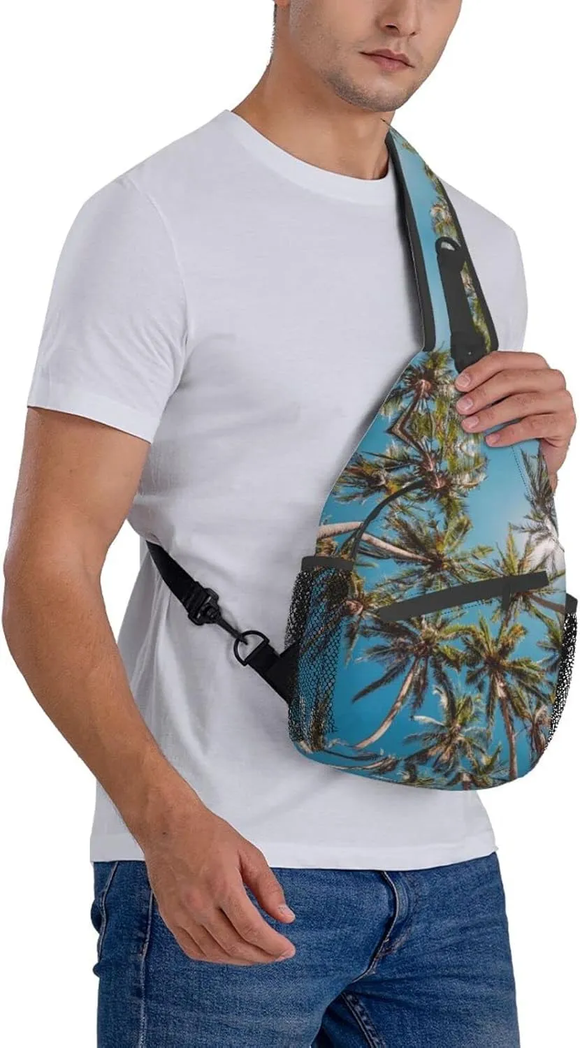 Hawaii Tropical Palm Tree Sling Bag Women Men Backpack Crossbody Bag Travel Hiking Casual Daypack
