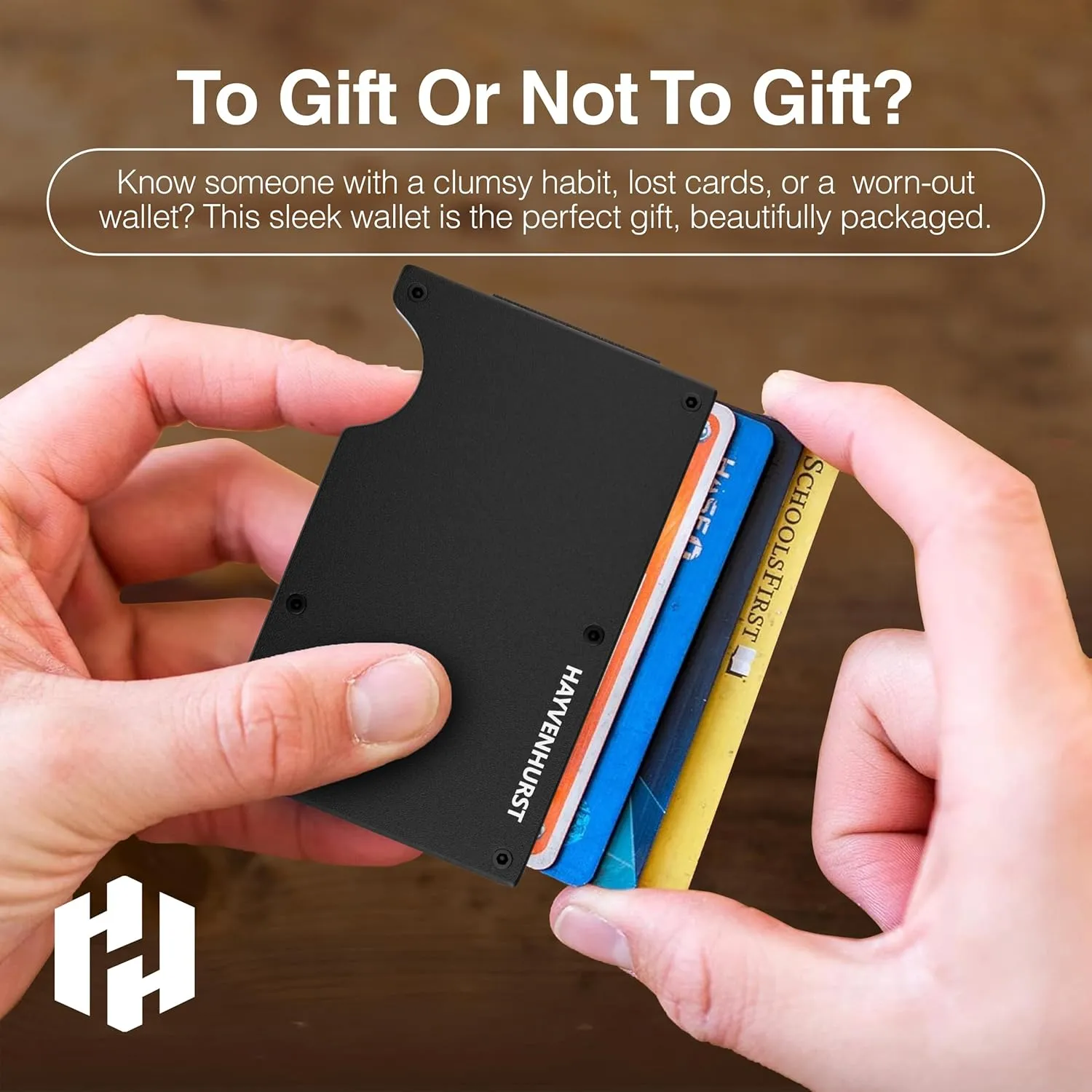 Hayvenhurst Wallet For Men - Reinvented Design Men's Wallet - Slim, Minimalistic & Seamless, Blocks RFID Scanners with a Cash Strap (Black)
