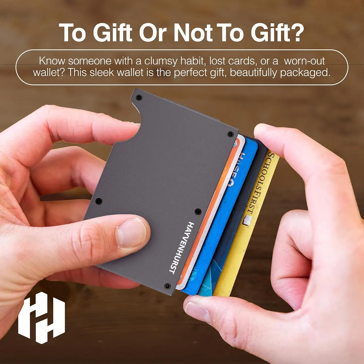 Hayvenhurst Wallet For Men - Reinvented Design Men's Wallet - Slim, Minimalistic & Seamless, Blocks RFID Scanners with a Cash Strap (Gunmetal)