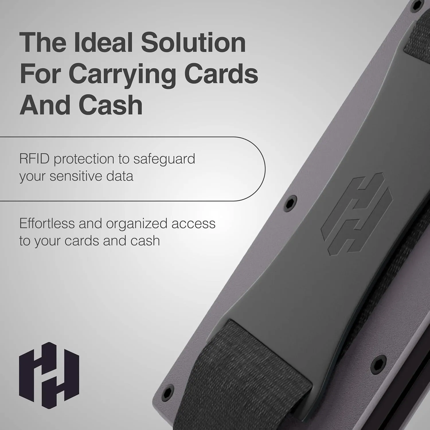 Hayvenhurst Wallet For Men - Reinvented Design Men's Wallet - Slim, Minimalistic & Seamless, Blocks RFID Scanners with a Cash Strap (Gunmetal)