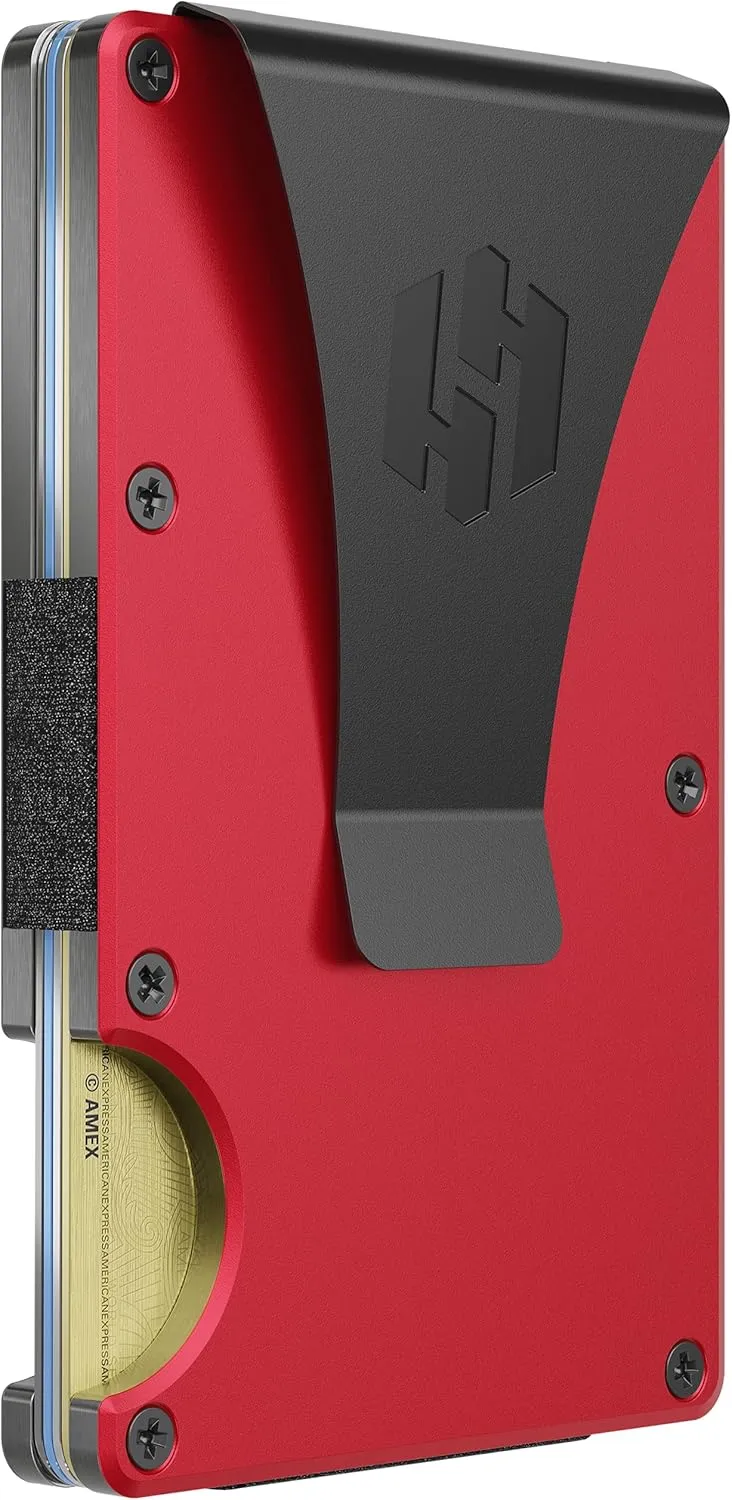 Hayvenhurst Wallet For Men - Reinvented Design Men's Wallet - Slim, Minimalistic & Seamless Card Case, Blocks RFID Scanners, Holds 12 Cards (Crimson)