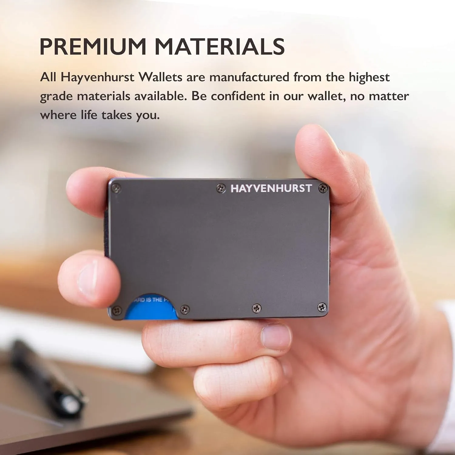 Hayvenhurst Wallet For Men - Reinvented Design Men's Wallet - Slim, Minimalistic & Seamless Card Case, Blocks RFID Scanners, Holds 12 Cards (Iron)