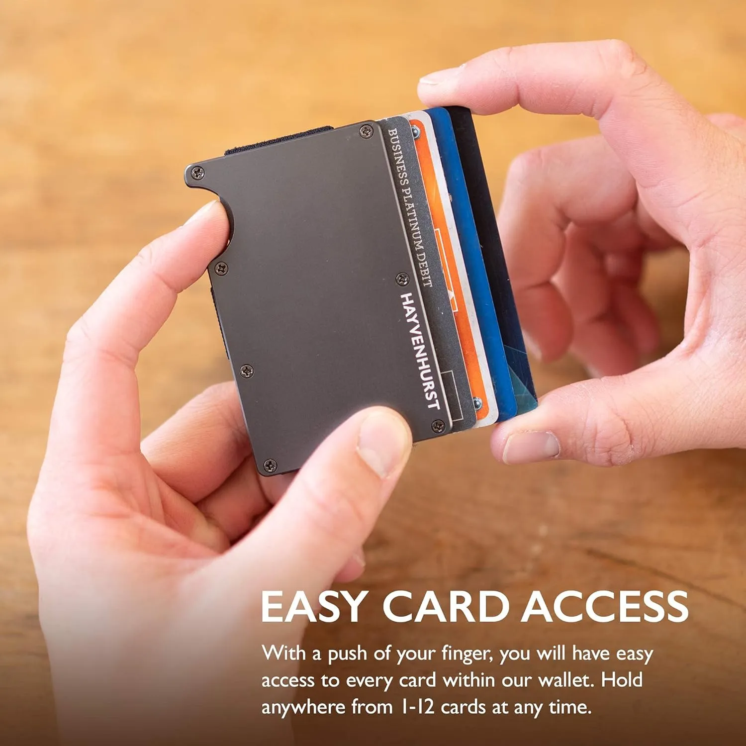 Hayvenhurst Wallet For Men - Reinvented Design Men's Wallet - Slim, Minimalistic & Seamless Card Case, Blocks RFID Scanners, Holds 12 Cards (Iron)