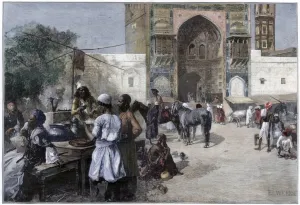 HDARTiTi Famous Painting Graffiti Painting Art Poster Picture an Open-air Restaurant At Lahore India by Edwin Lord Weeks Portraits Artwork for Office Decor 60x90cm