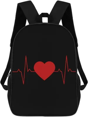 Heartbeat Line Travel Laptop Backpack for Men Women Fashion 17 Inch Shoulder Bag Bookbag Daypack