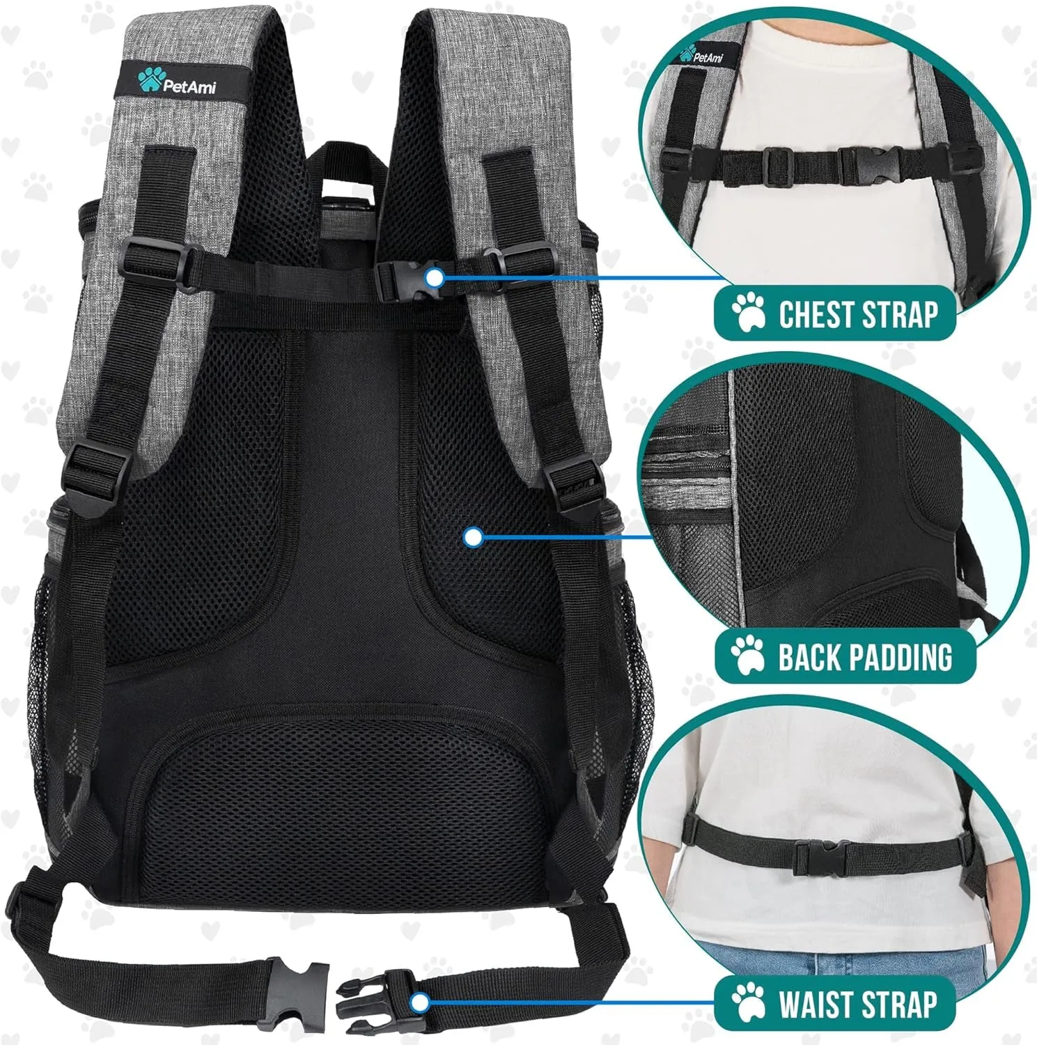 Heather Large for Small Max Sided Travel, Soft Lbs, Back Dog Ventilated Airline Cats, for Carrier, Carrying Customizable options Approved Carrier Camping, Pet Backpack Backpacks Pack, Limited-time offer Cat 18 Hiking, Gray