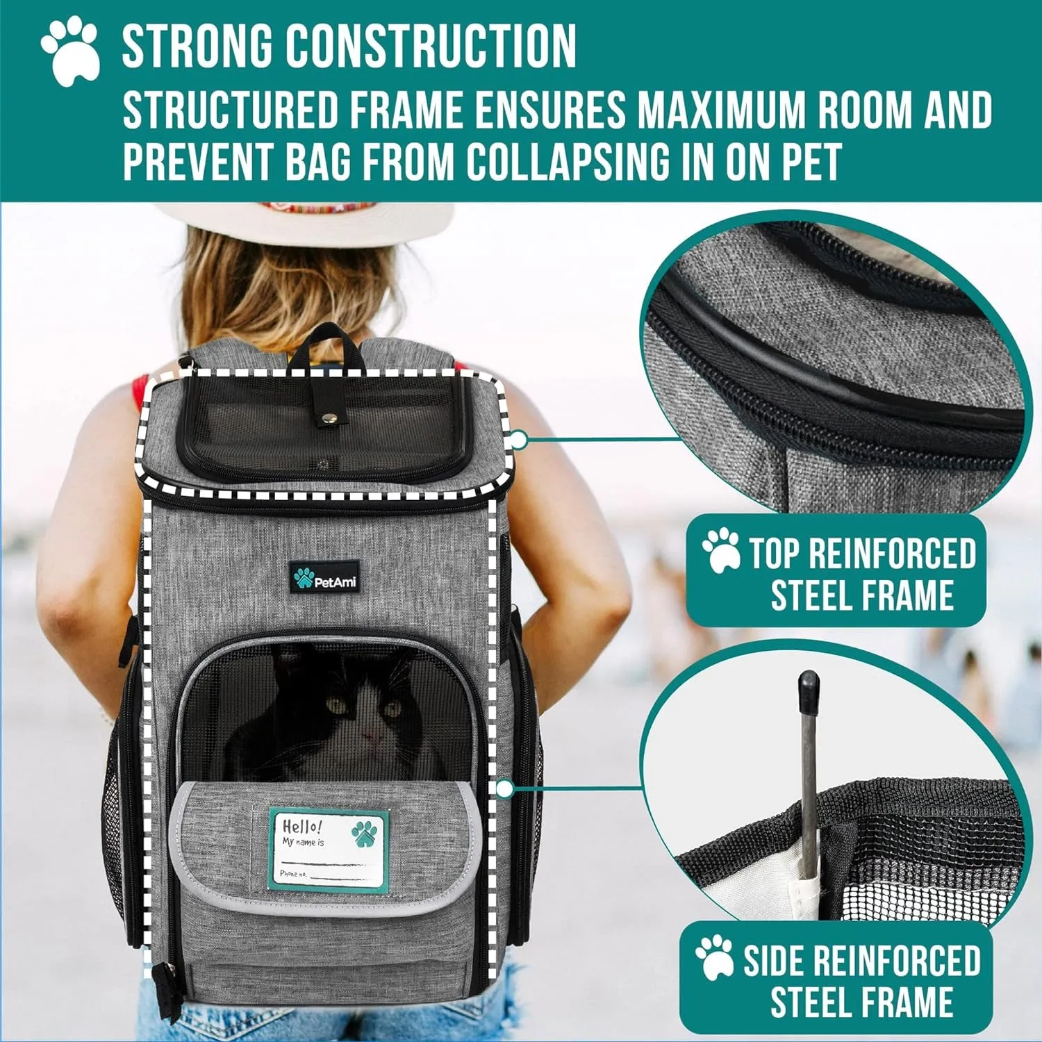 Heather Large for Small Max Sided Travel, Soft Lbs, Back Dog Ventilated Airline Cats, for Carrier, Carrying Customizable options Approved Carrier Camping, Pet Backpack Backpacks Pack, Limited-time offer Cat 18 Hiking, Gray