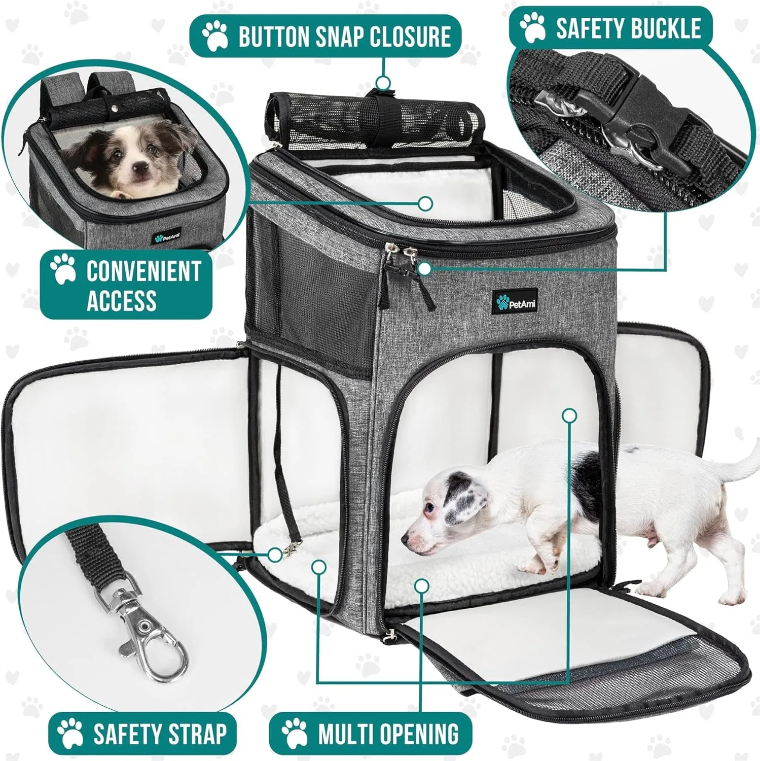 Heather Large for Small Max Sided Travel, Soft Lbs, Back Dog Ventilated Airline Cats, for Carrier, Carrying Customizable options Approved Carrier Camping, Pet Backpack Backpacks Pack, Limited-time offer Cat 18 Hiking, Gray