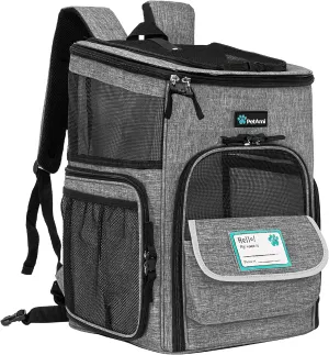 Heather Large for Small Max Sided Travel, Soft Lbs, Back Dog Ventilated Airline Cats, for Carrier, Carrying Customizable options Approved Carrier Camping, Pet Backpack Backpacks Pack, Limited-time offer Cat 18 Hiking, Gray