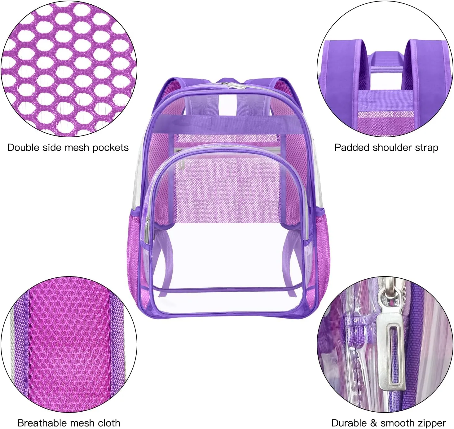 HEEYA Clear Backpack Heavy Duty Transparent Backpack for Security, Sports, Work, Travel, Stadium