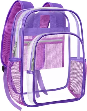 HEEYA Clear Backpack Heavy Duty Transparent Backpack for Security, Sports, Work, Travel, Stadium