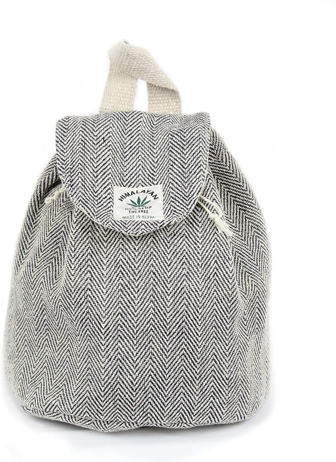 Hemp small bag for women Light Weight Adjustable strap string closure cute backpack Bag for travel casual daypack (Grey)