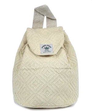 Hemp small bag for women Light Weight Adjustable strap string closure cute backpack Bag for travel casual daypack (Ivory)